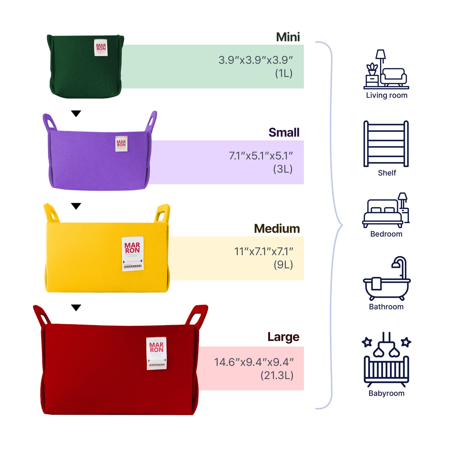 フェルトバスケット・02 中（Medium）／全25カラー